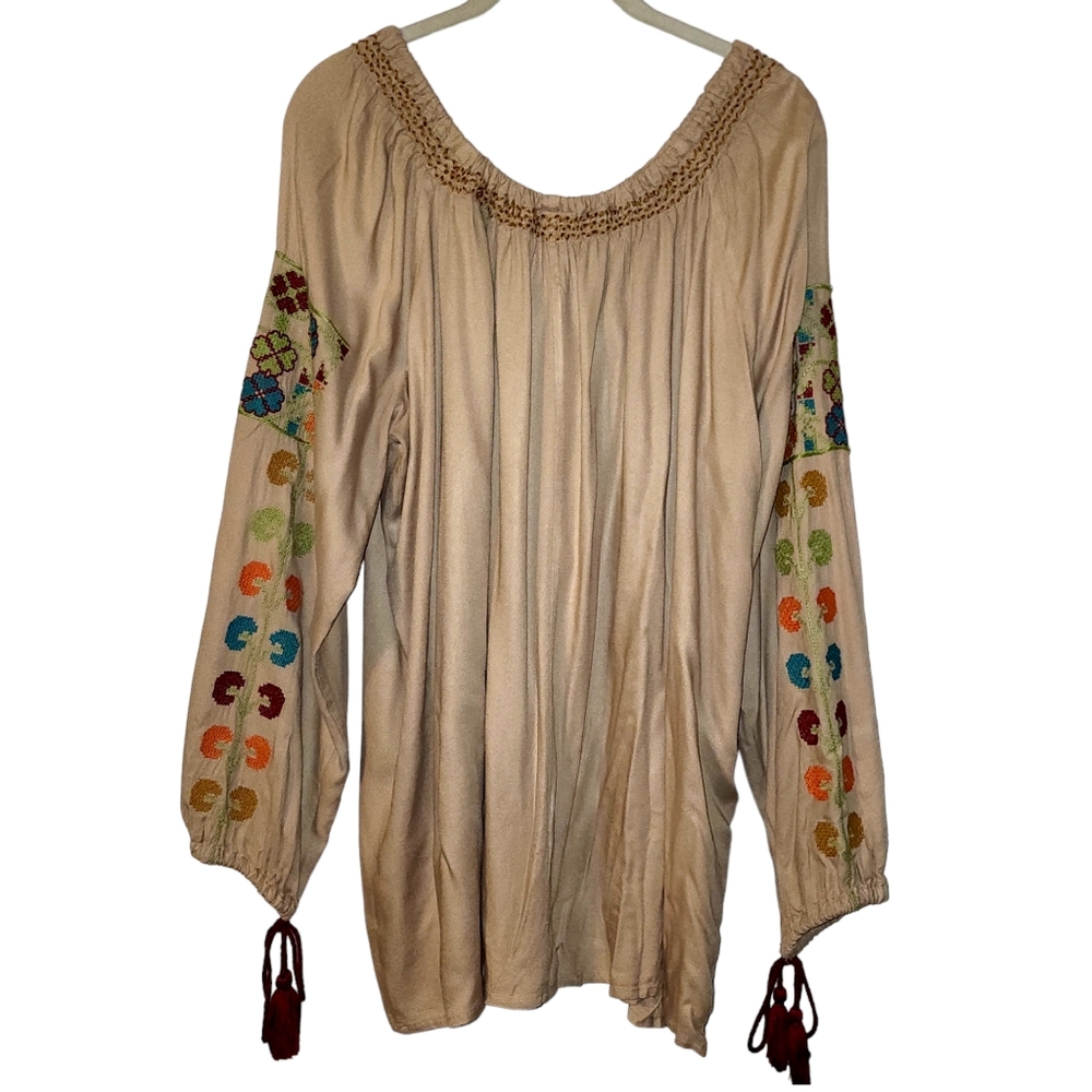 Ivy Jane Embroidered Boho Tassel Decorated Blouse - Picture 2 of 7